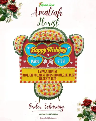 Karangan Papan Bunga Pernikahan di Honipopu